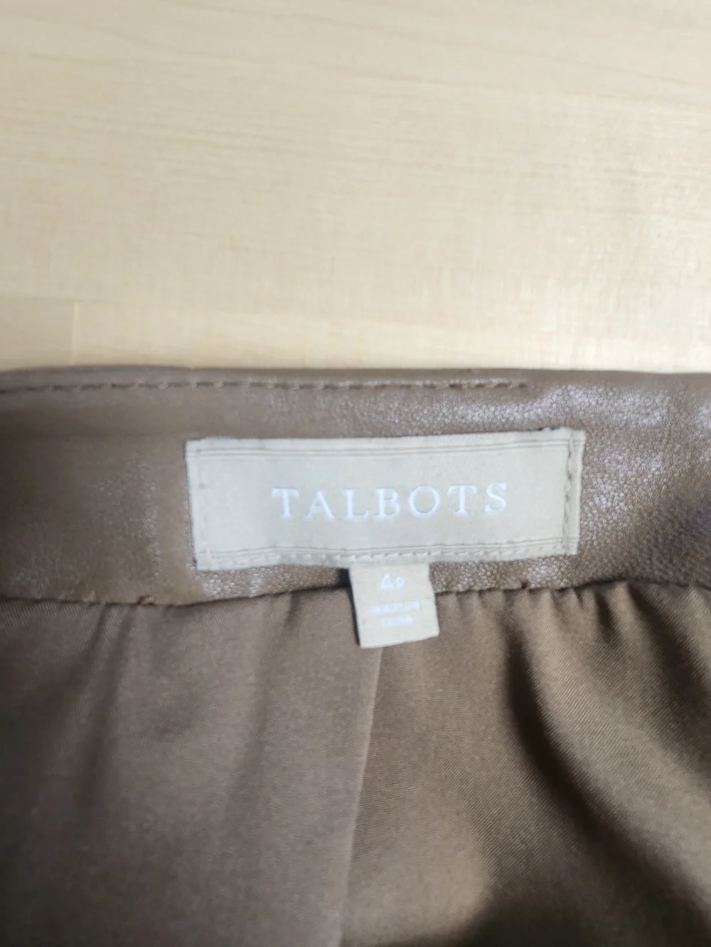 Talbots Lambskin Cognac Leather Pencil Skirt 4P